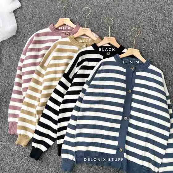 67. Berrystripe Knit Cardigan