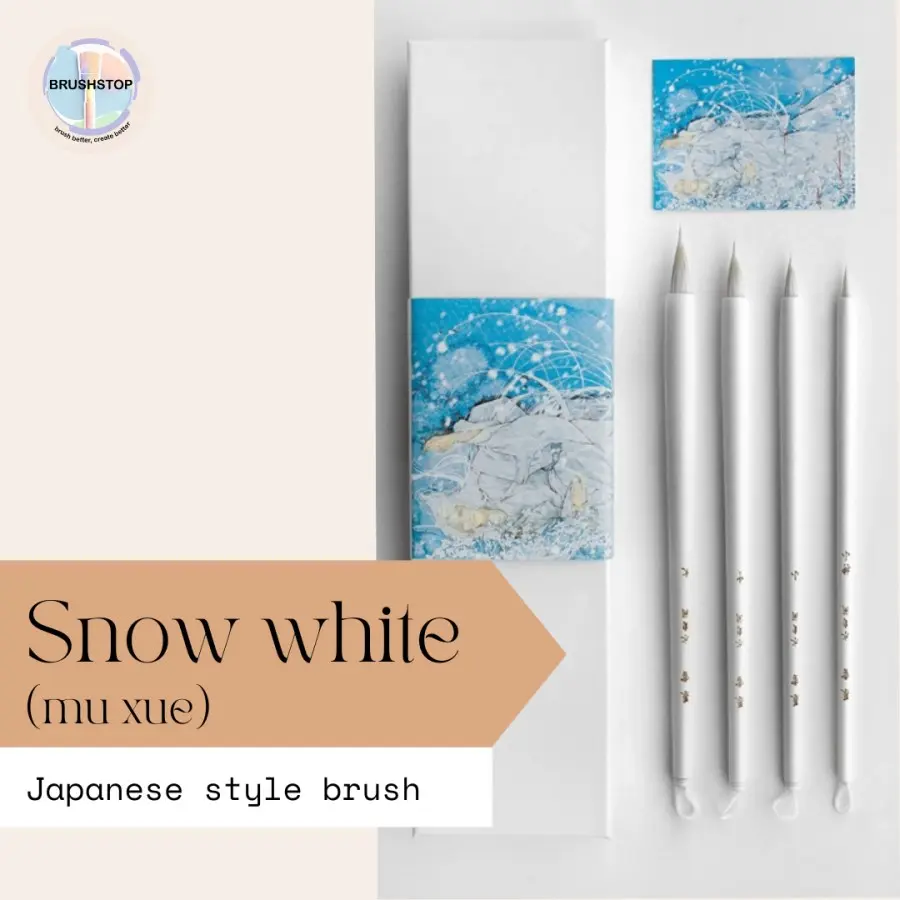 13. Kuas Lukis Jepang Sintetik Warna Putih Japanese Style Brush Mu Xue