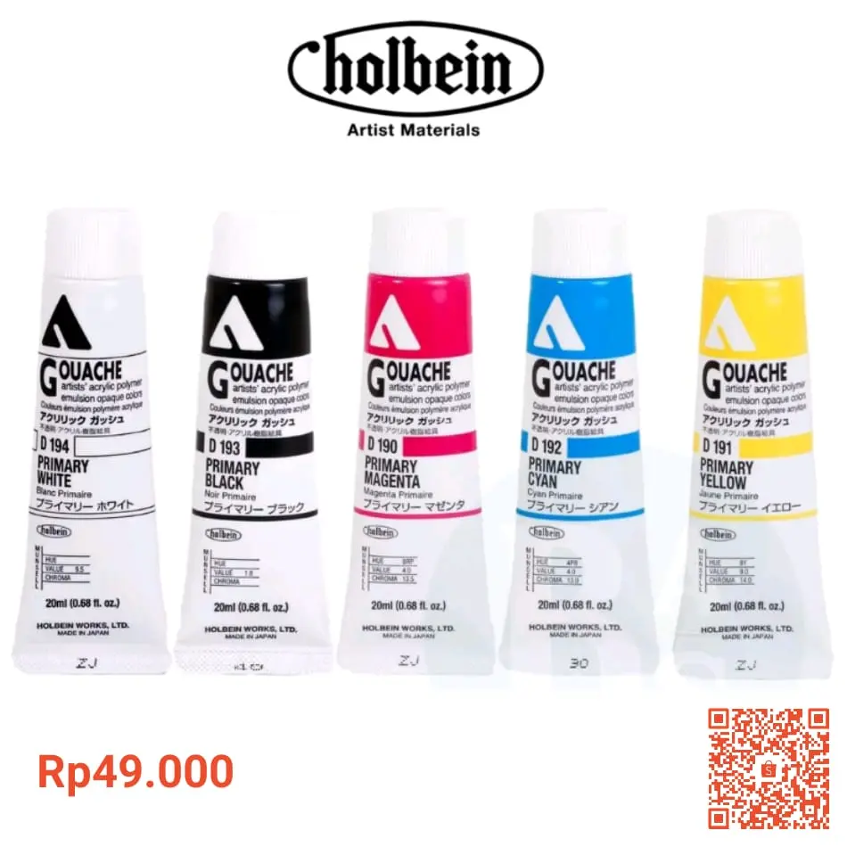 3. Holbein Acryla Gouache Primary Color 20mL