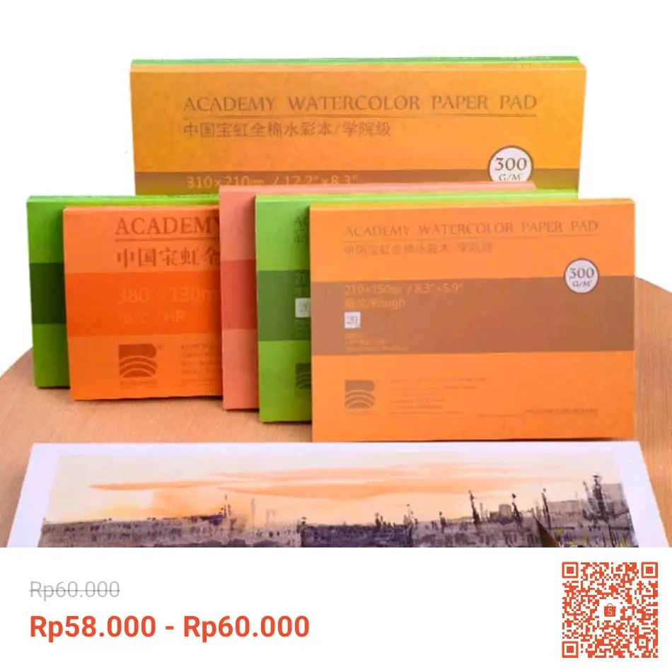 9. Baohong Academy Watercolor Pad 300gsm 100% cotton 18x12,5 cm 