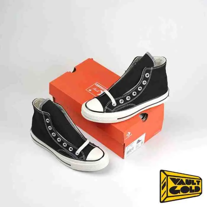 68. Converse Chuck Taylor 70S HI Black White Egret 100% Original ( Free PAPERBAG )