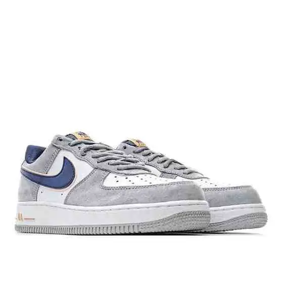 263. Nike Air Force 1 07 Low White Cool Grey Navy Blue Orange