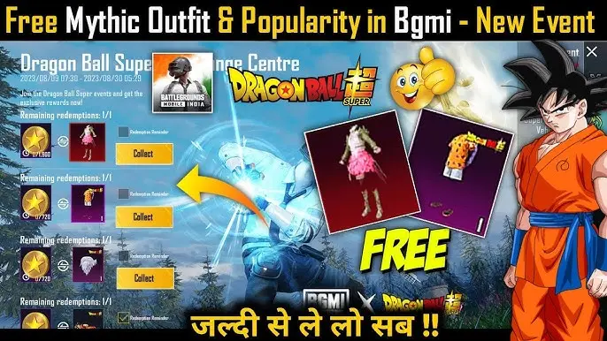 BGMI Free Goku collect 