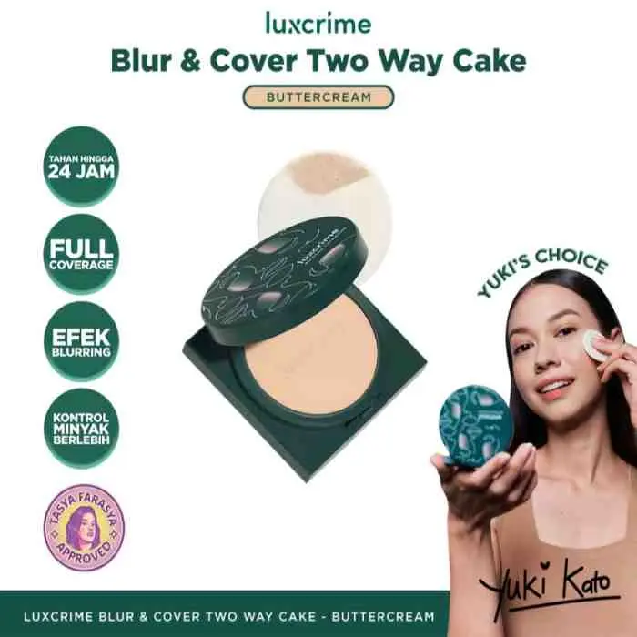 7. [TASYA FARASYA APPROVED] Luxcrime Blur & Cover Two Way Cake in Buttercream - Bedak Foundation Padat 