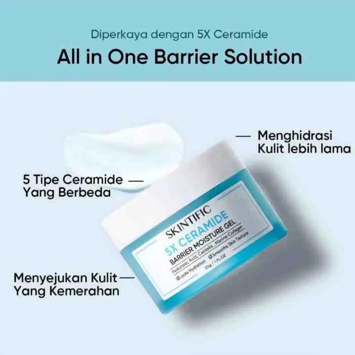 13. SKINTIFIC - 5X Ceramide Skin Barrier Moisturize Gel 30g Moisturizer Cream Pemutih Wajah Day Cream Ni