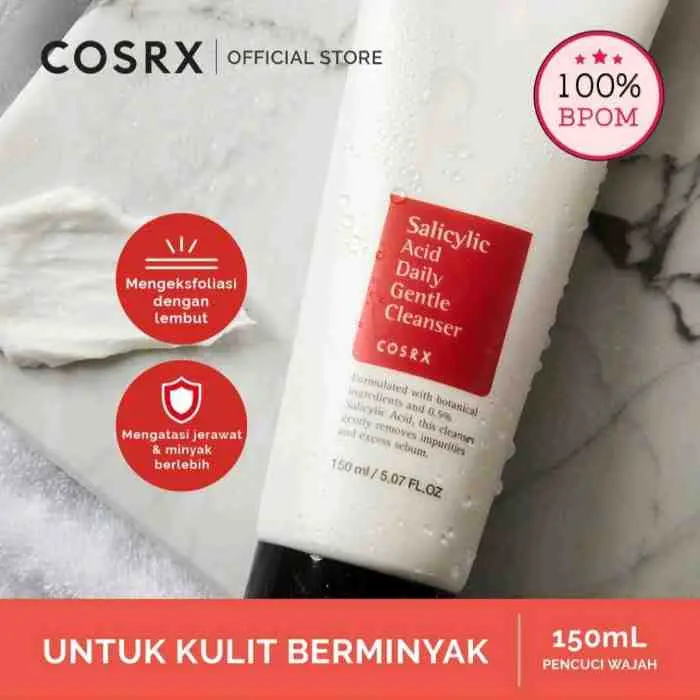 28. COSRX Salicylic Acid Daily Gentle Cleanser Skin Care - 150 ML (Cleanser Wajah Untuk Kulit Jerawat)