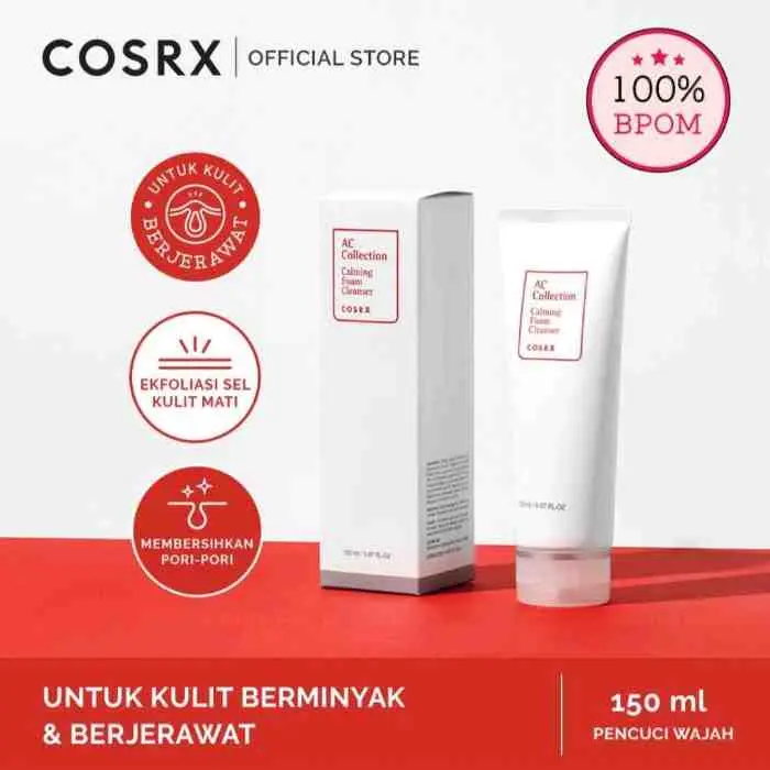 29. COSRX AC Collection Calming Foam Cleanser - 150 ML (Pembersih wajah untuk kulit sensitif & jerawat)