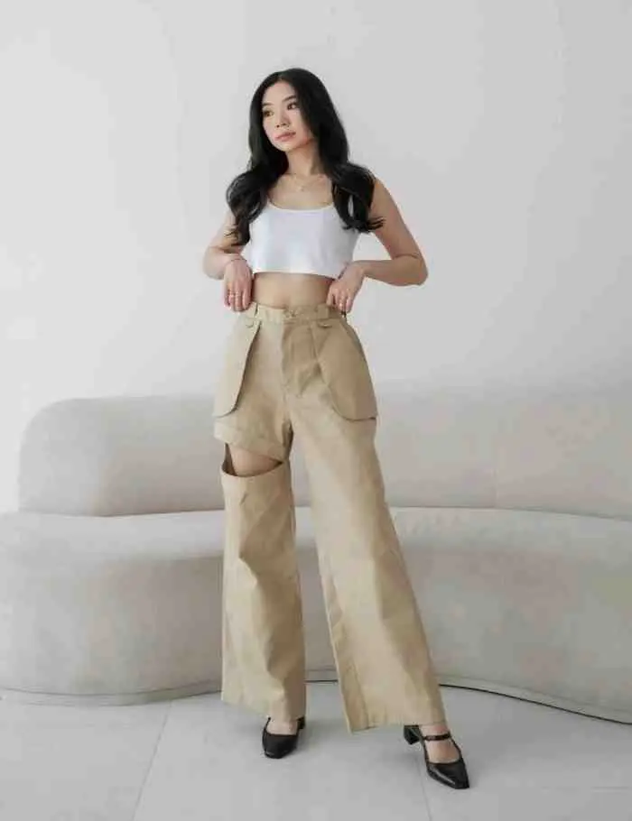 16. [Tavia] Dyson Cargo Pants / Celana Cargo / Highwaist Pants / Celana Kulot Wanita / Celana Kerja Wanita