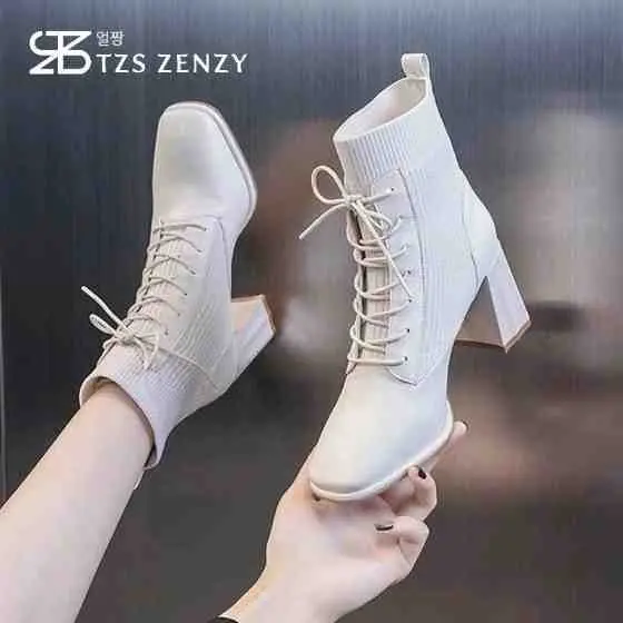 8. TZS Zenzy Clarine Heels Korea Designed - Sepatu Boots Heels Wanita - Boots Heels Modis - Boots Heels