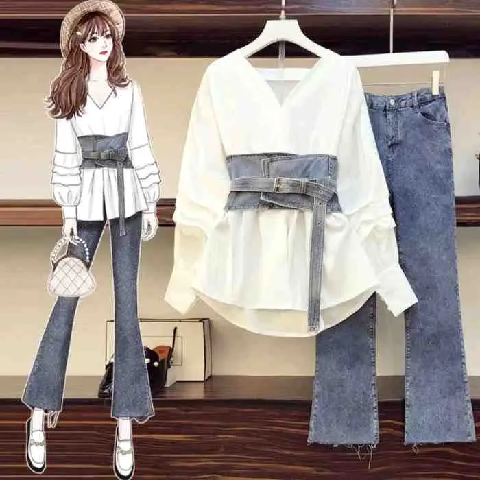 28. Setelan Wanita Kemeja Jeans 