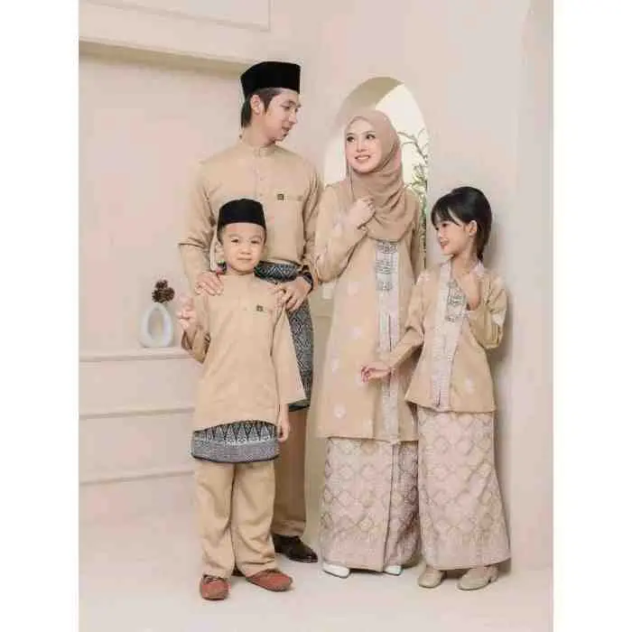 8. SET FAMILY KEBARUNG SONGKET BUNGA TABUR - COLOUR NUDE
