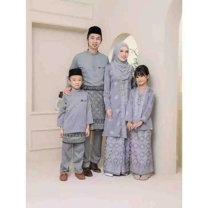 15. SET FAMILY KEBARUNG SONGKET BUNGA TABUR - COLOUR GREY