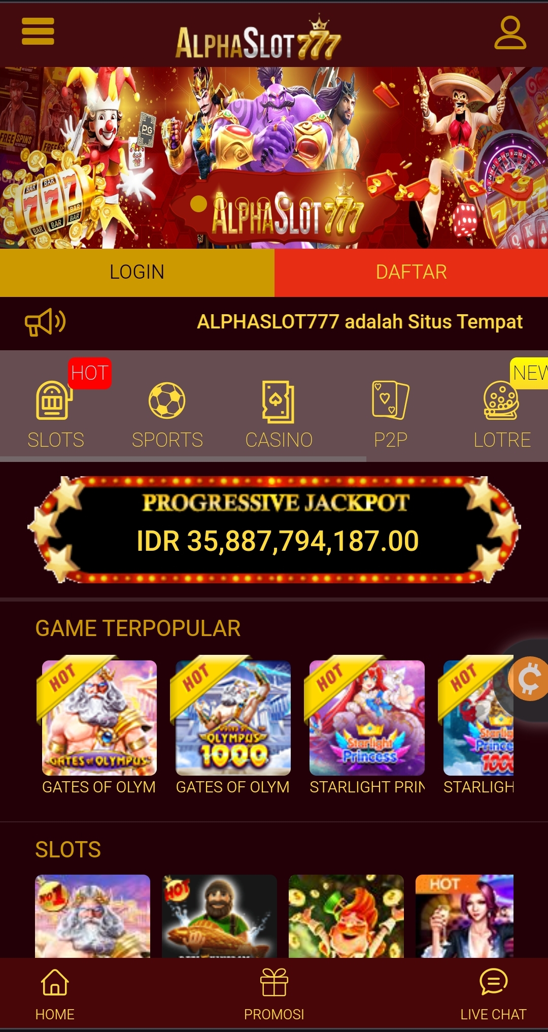 Daftar alphaslot777 sekarang bonus 100%