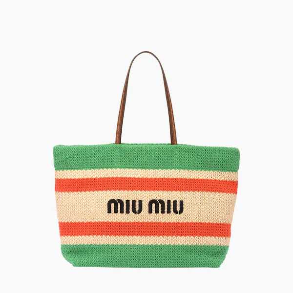 Raffia and Cotton Tote Bag 