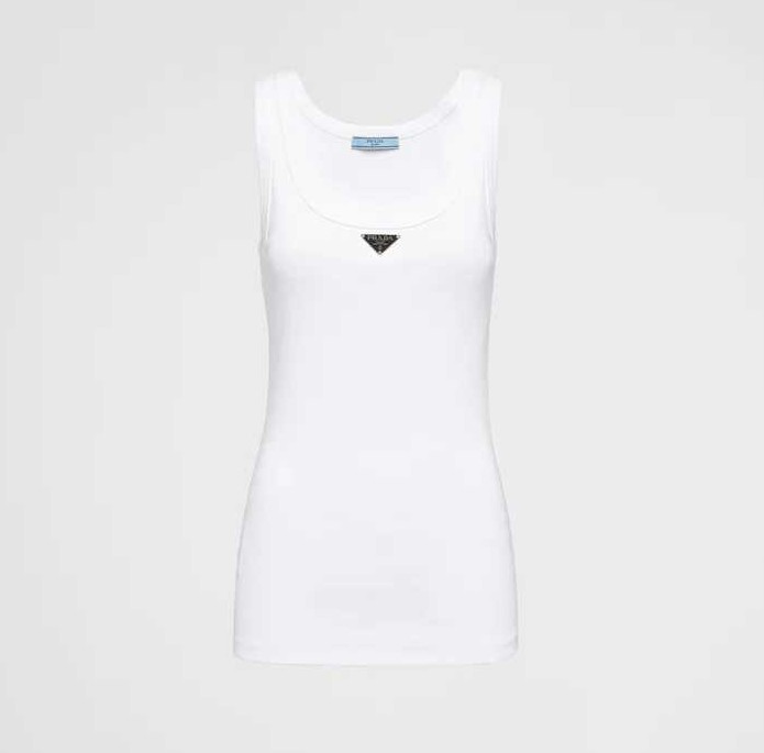 Ribbed Knit Jersey Tank Top 