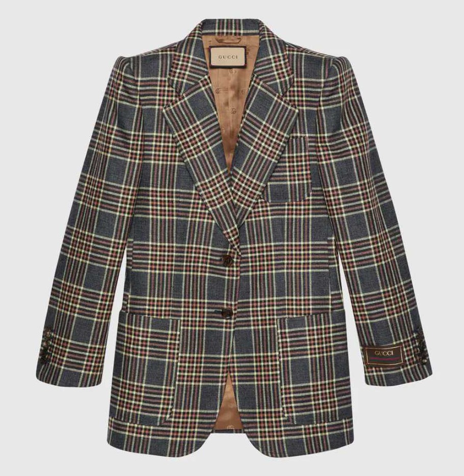 Linen Silk Check Jacket