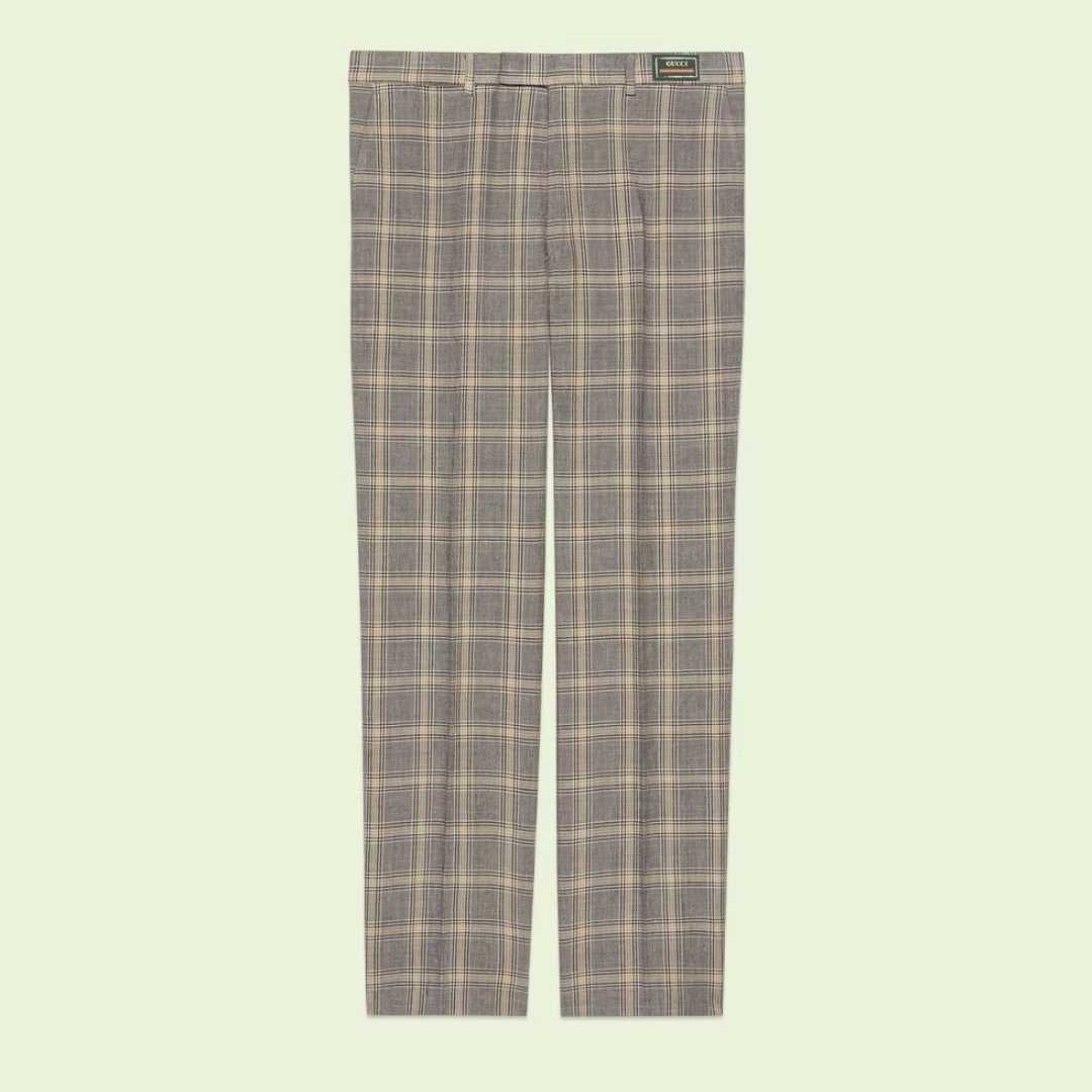Prince of Wales Wool Linen Pants
