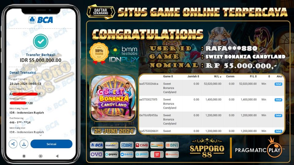 Kemenangan Besar Sweet Bonanza Candy Land