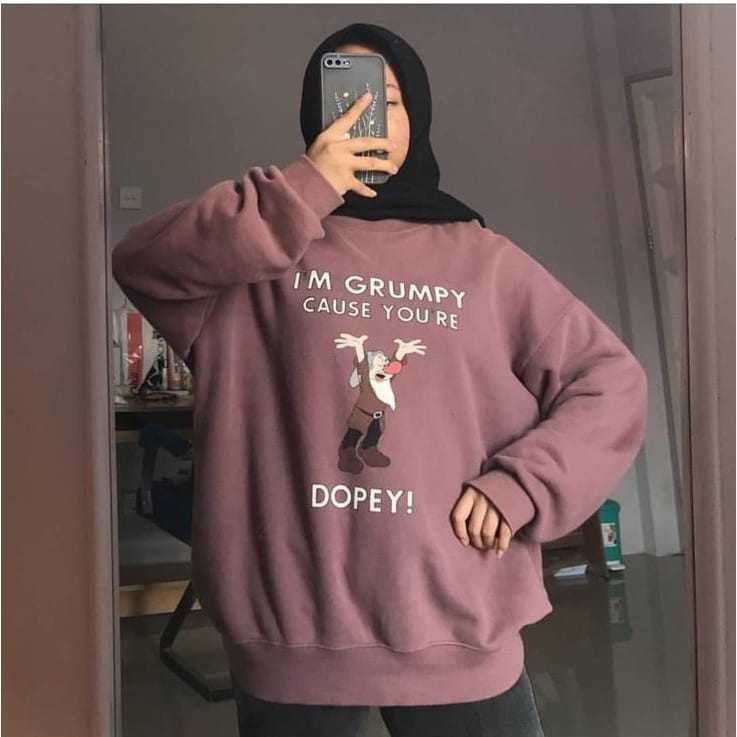 0I AM GRUMPY SWEATER CREWNECK OVERSIZE WANITA