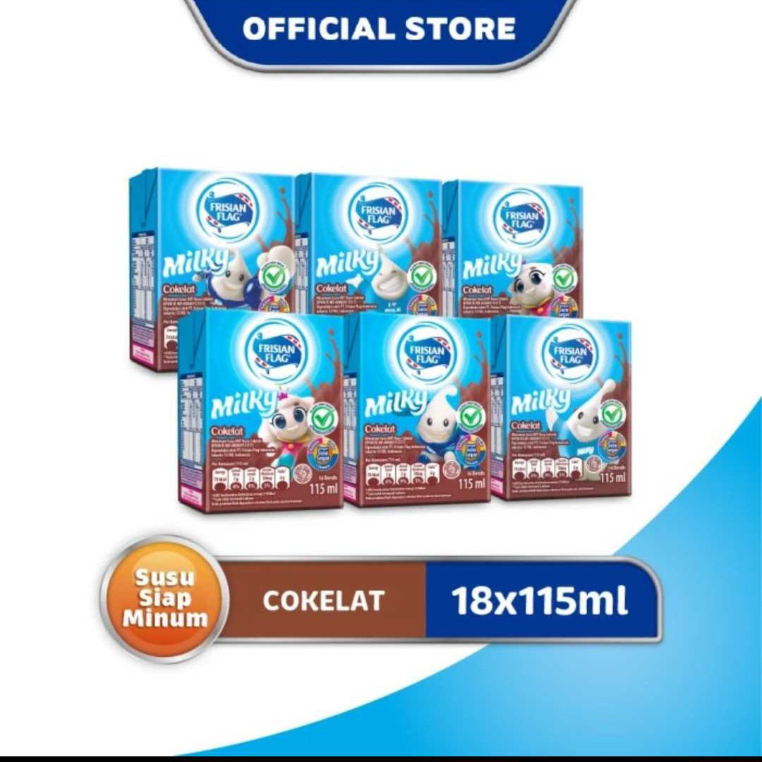 18 pcs Frisian Flag Milky Zuzhu Chocolate 115ml
