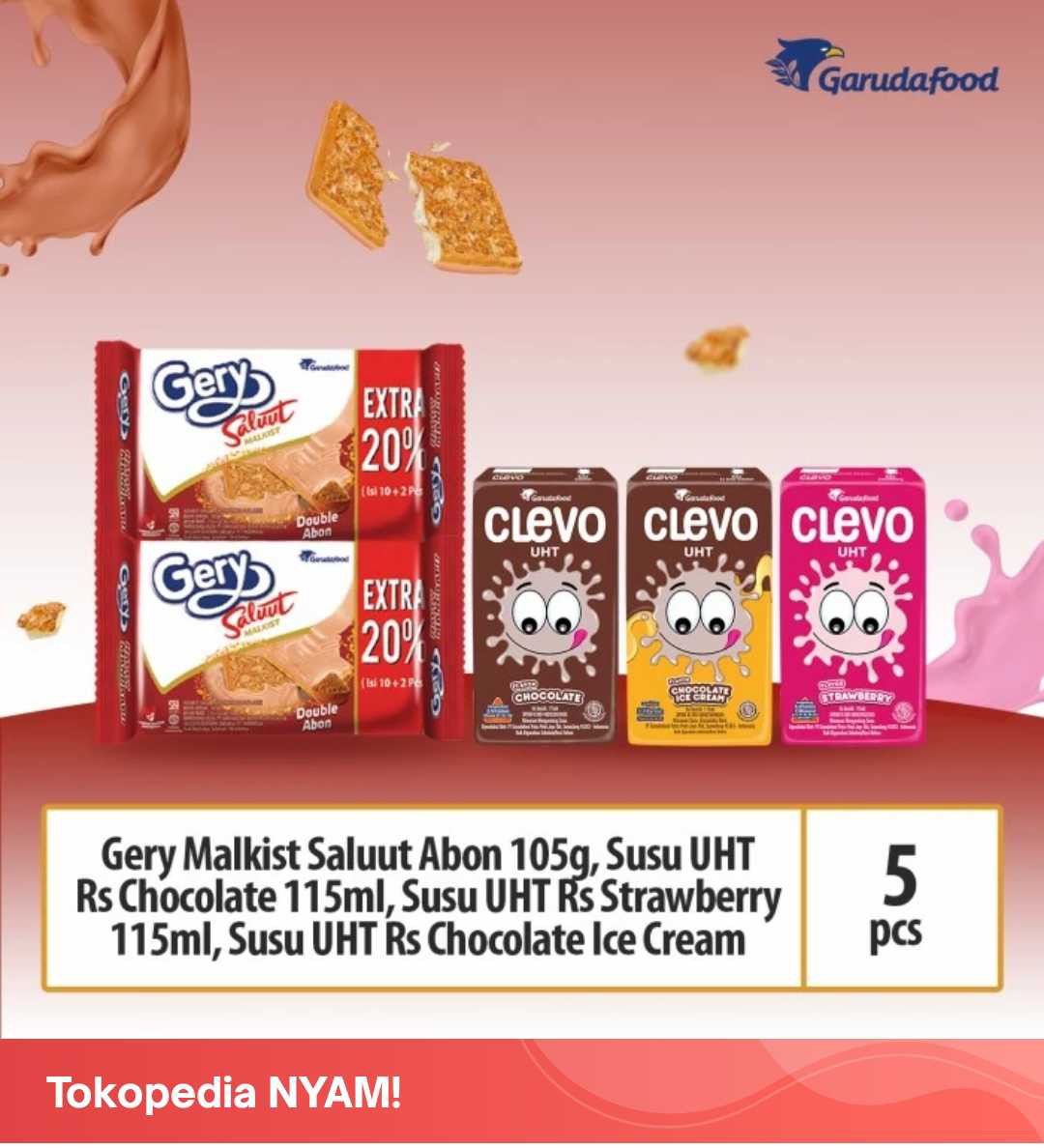Paket Clevo UHT + Biskuit Gery Saluut Malkist Abon
