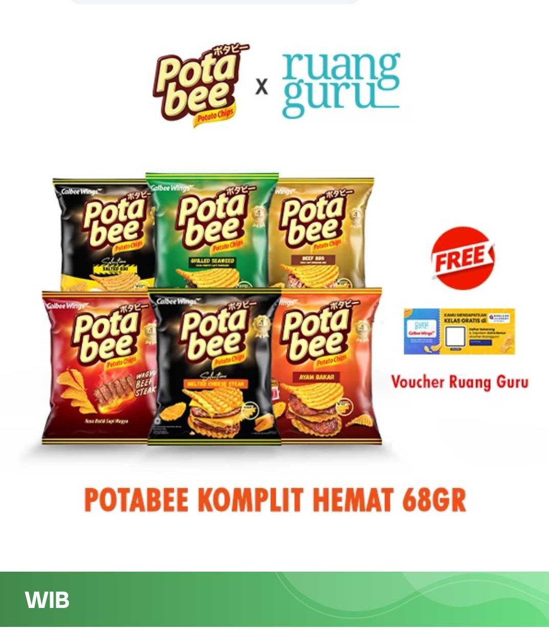 Potabee Komplit Hemat 68gr Free Voucher Ruang Guru 