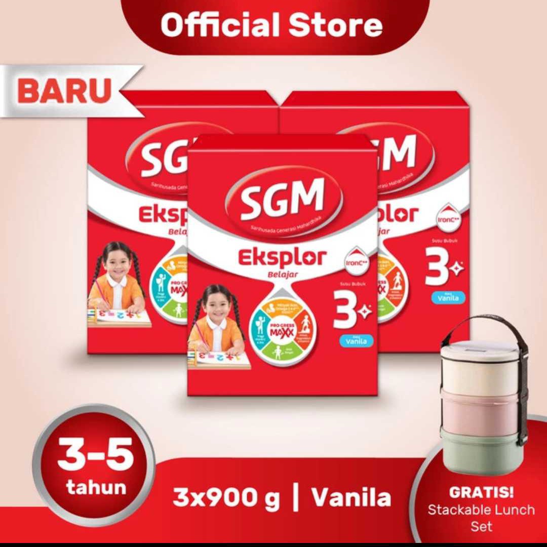 Free Lunch Set Paket 3 SGM Eksplor 3+ Vanilla 900gr