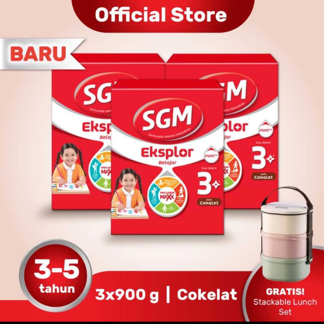 Free Lunch Set Paket 3 SGM Eksplor 3+ Coklat 900gr