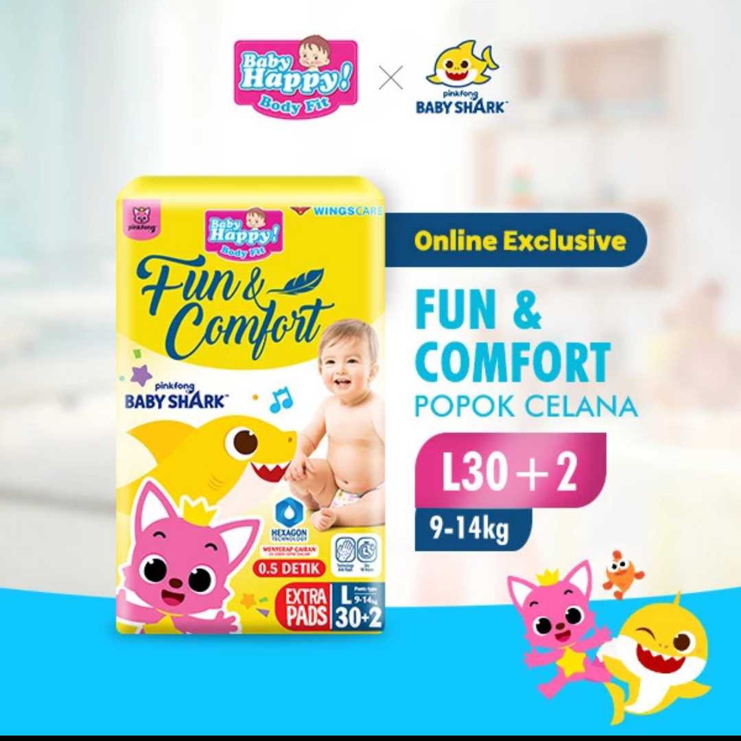 Baby Happy Pinkpong Shark L 30+2 (Baby Happy Official)