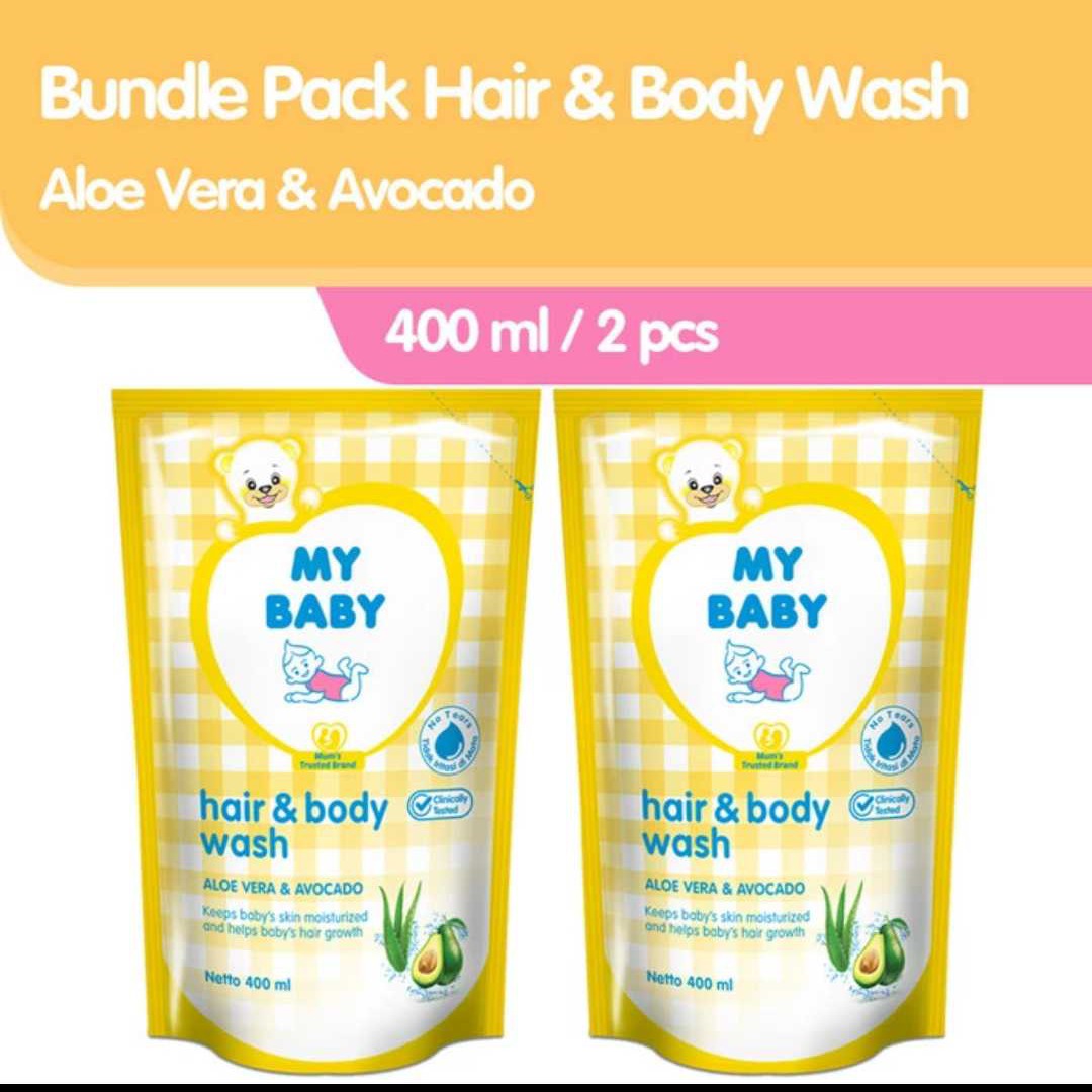 (2 pcs)My baby Hair & Body Wash 400ml Refill Kuning 