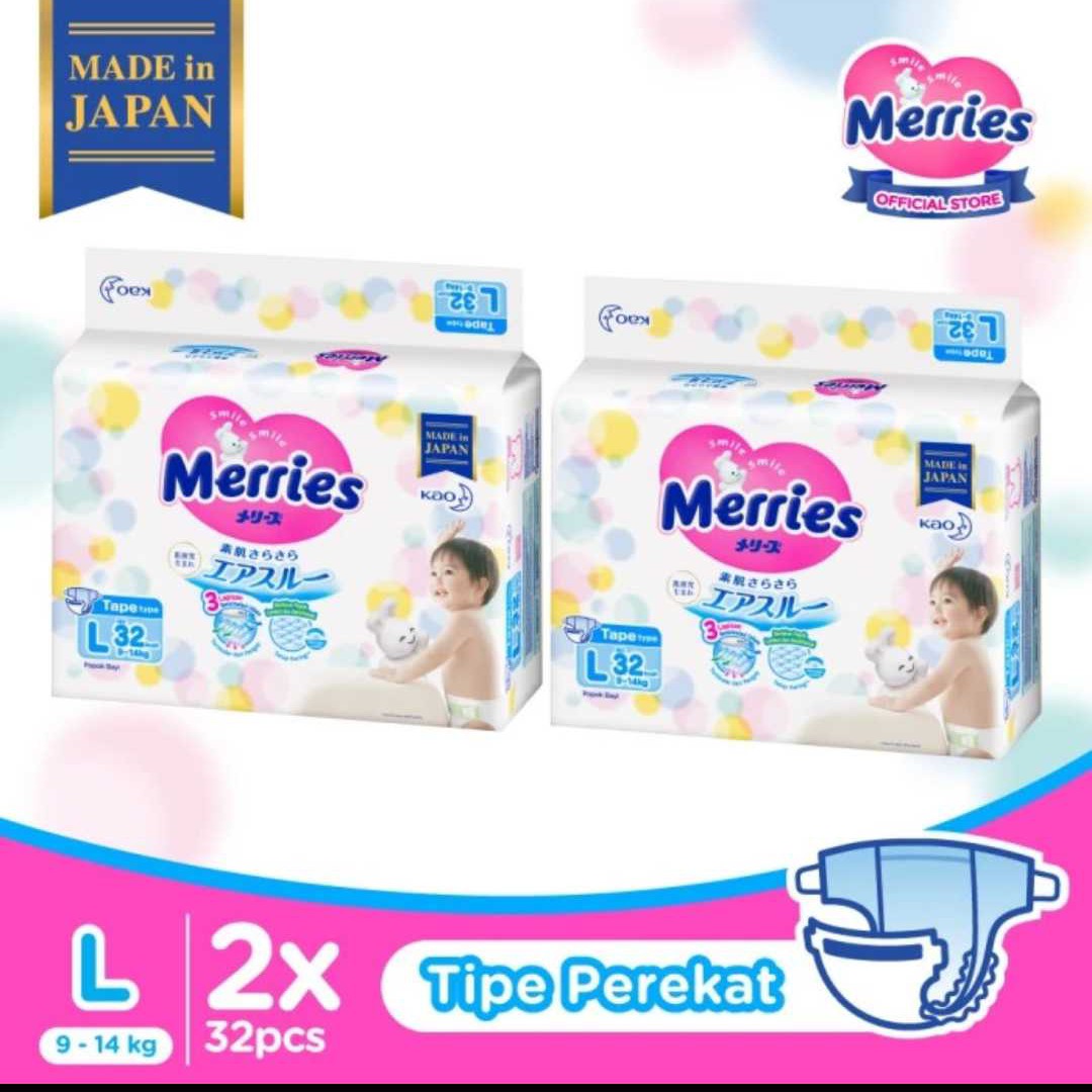 Twinpack Merries Premium L 32 (Perekat)