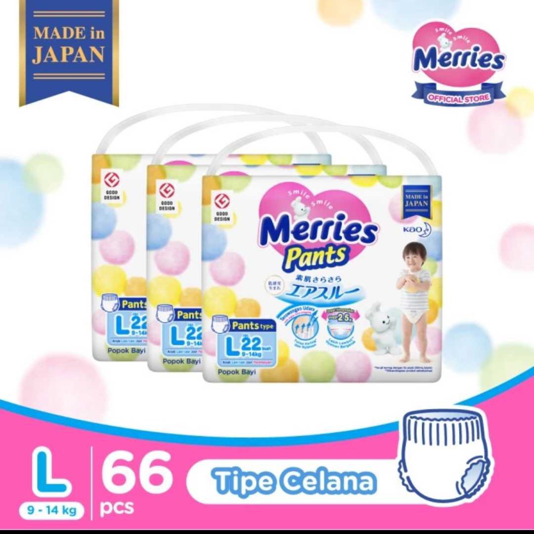(3 Bags)Merries Premium L 22 (Celana)