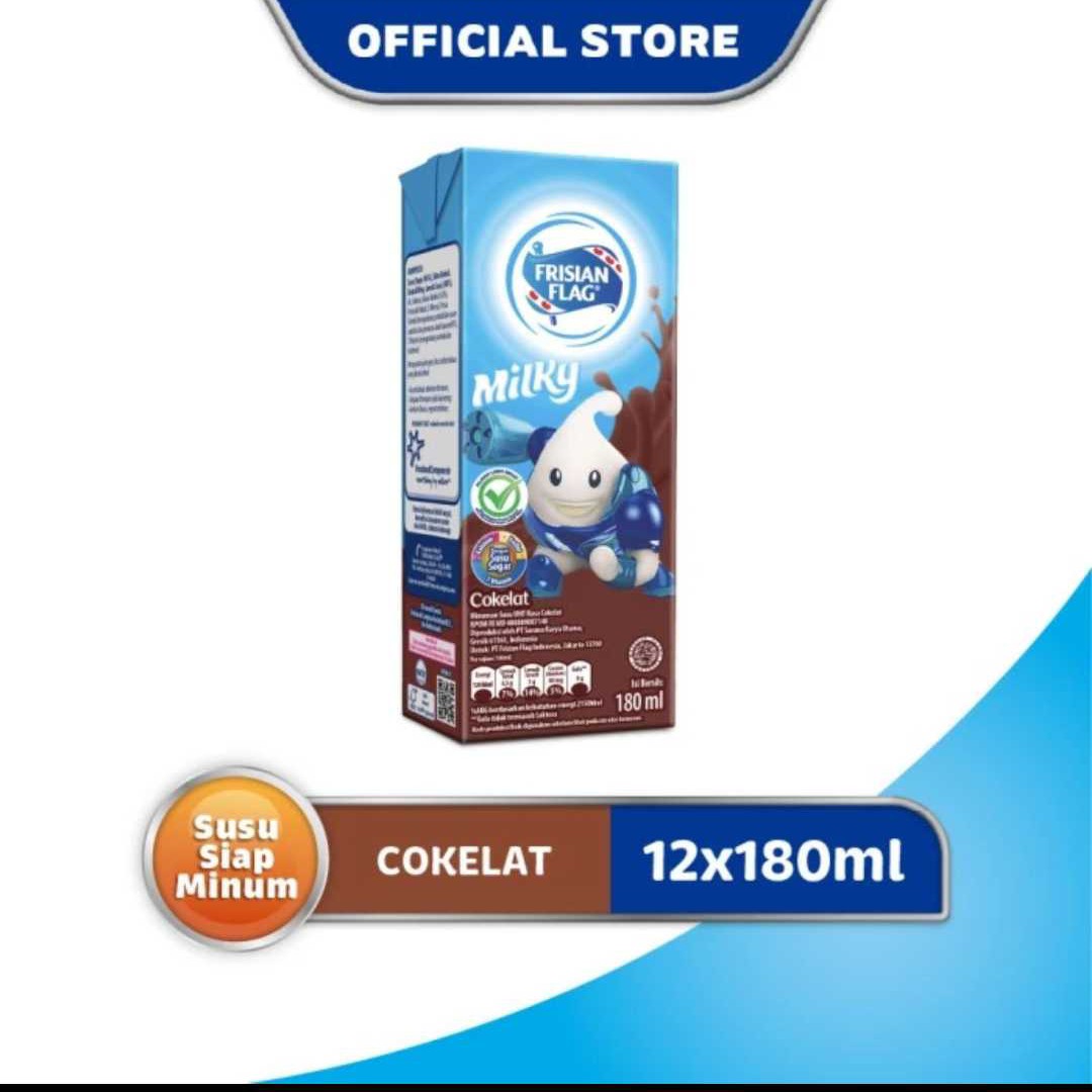 (12 Pcs)Frisian Flag Milky Zuzhu Cokelat 180ml