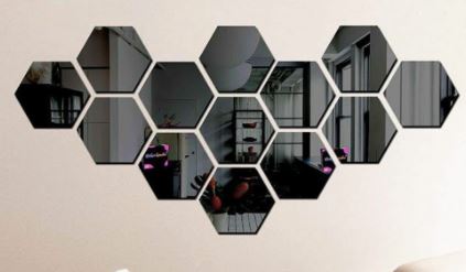(10 K) Cermin Hexagonal (cermin asli) 16x14 Cermin aesthetic Kaca Cermin Dinding Cermin tempel
