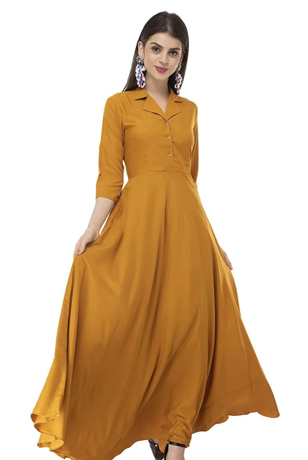 Yellow long anarkali 