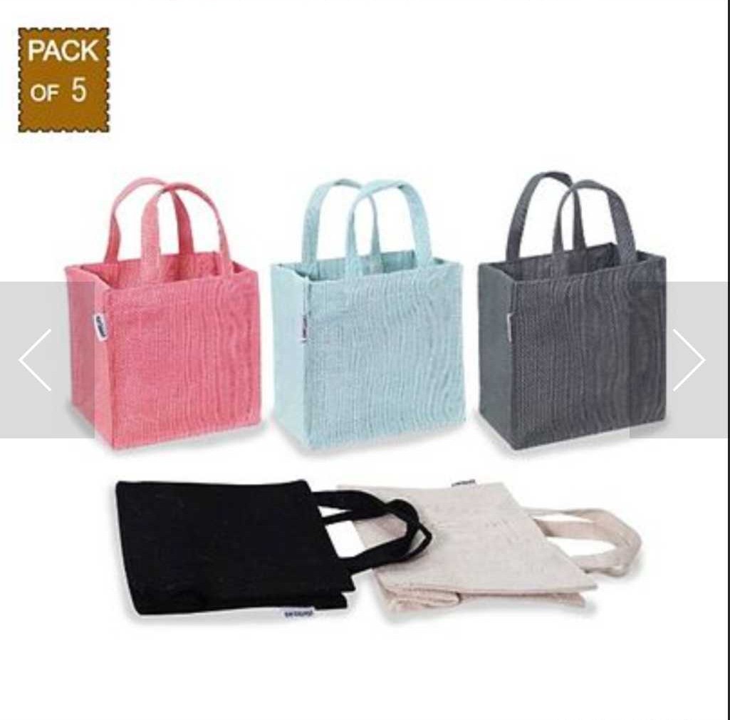 CUTE JUTE GIFT BAGS IN MULTICOLOR , PACK OF 5