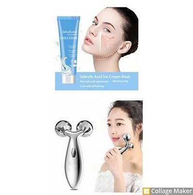 combo of Salicylic Acid Ice Cream Mask Tube 120 ml pack of 1 and 3D Face and Body Massager pack of 1
