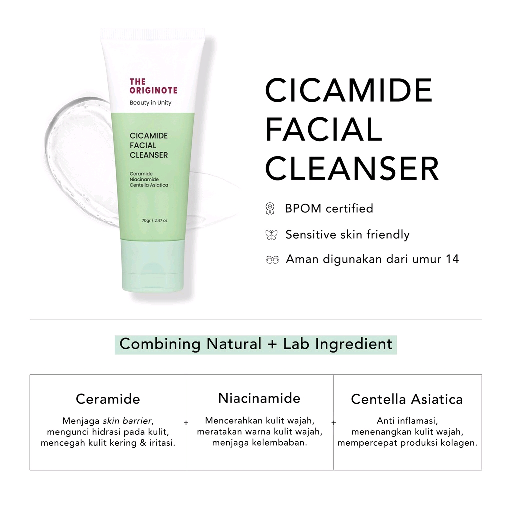 014 - (Pre-Order) The Originote Cicamide facial wash mencerahkan