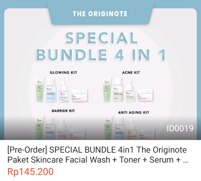 017 - (Pre-Order) Spesial Bundle 4in1 The Originote Facial wash+Toner+Moisterizer+Acne kit glow