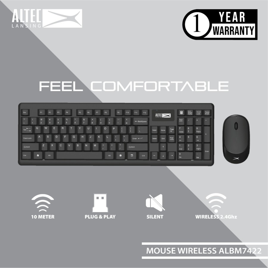 Altec Lansing Keyboard Mouse Combo Wireless ALBC6314 - black