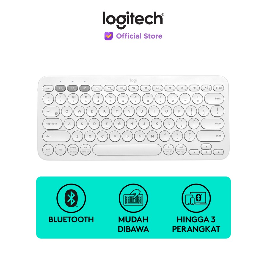 Logitech K380 Keyboard Wireless Bluetooth Multi-Device - Putih