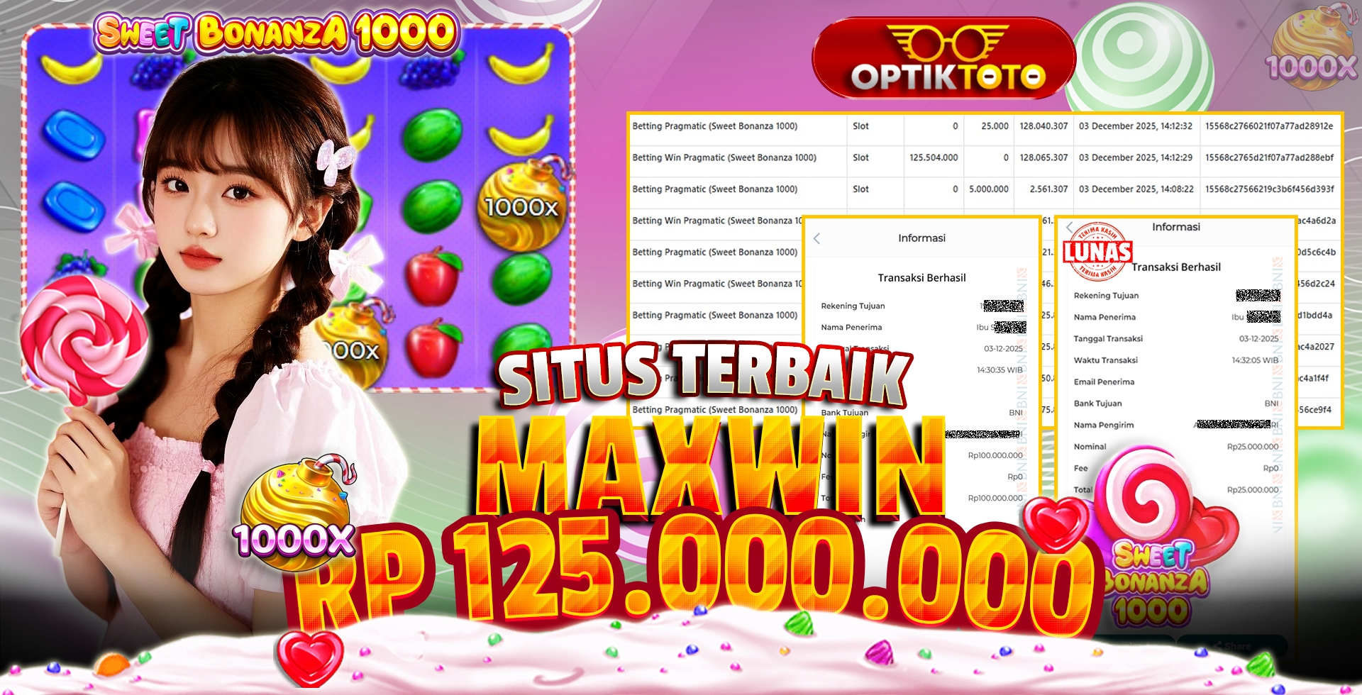 BUKTI PEMBAYARAN OPTIKTOTO 125 JT 😍😍😍