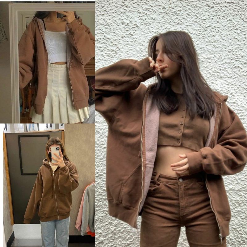 142. Hoddie Zip brown