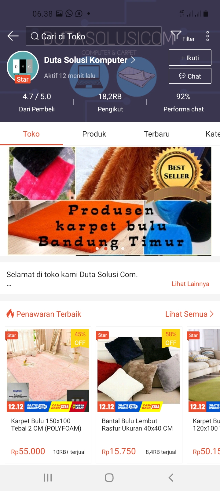 32. TOKO KARPET BULU ESTETIK TERLARIS DI SHOPEE
