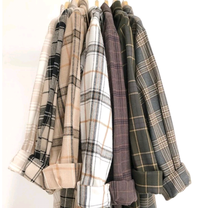 Flanel wanita panjang kemeja flannel best seller