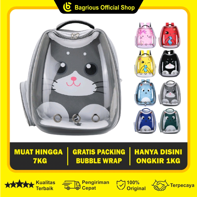 BAGRIOUS Tas Ransel Kucing Astronot Transparan 