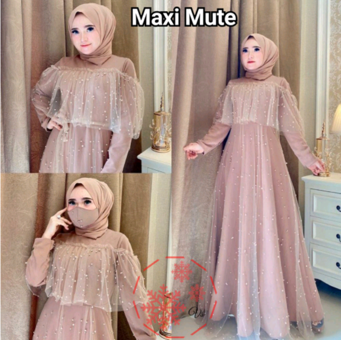 Mute baju gamis brukat tile remaja dewasa wanita muslim terbaru