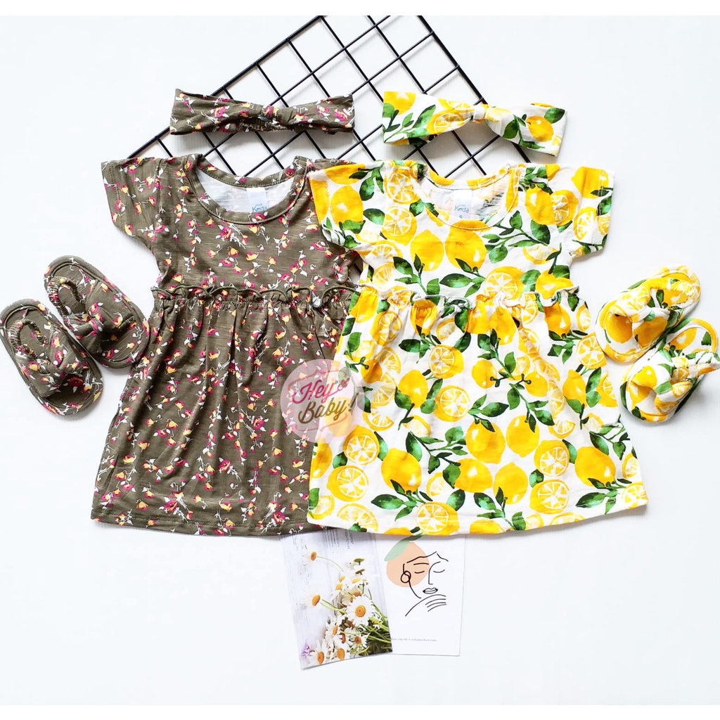 heybaby MX BRIYANA DRESS SANDALS dress bayi motif bunga yang lucu free headband link 11