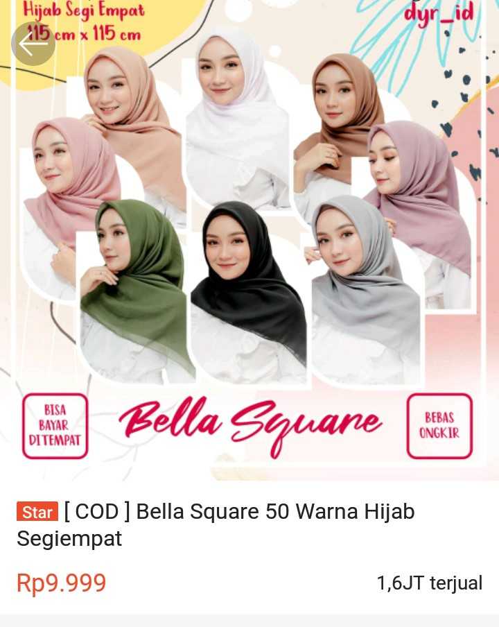 20.  Bella square 50 warna hijab segiempat 