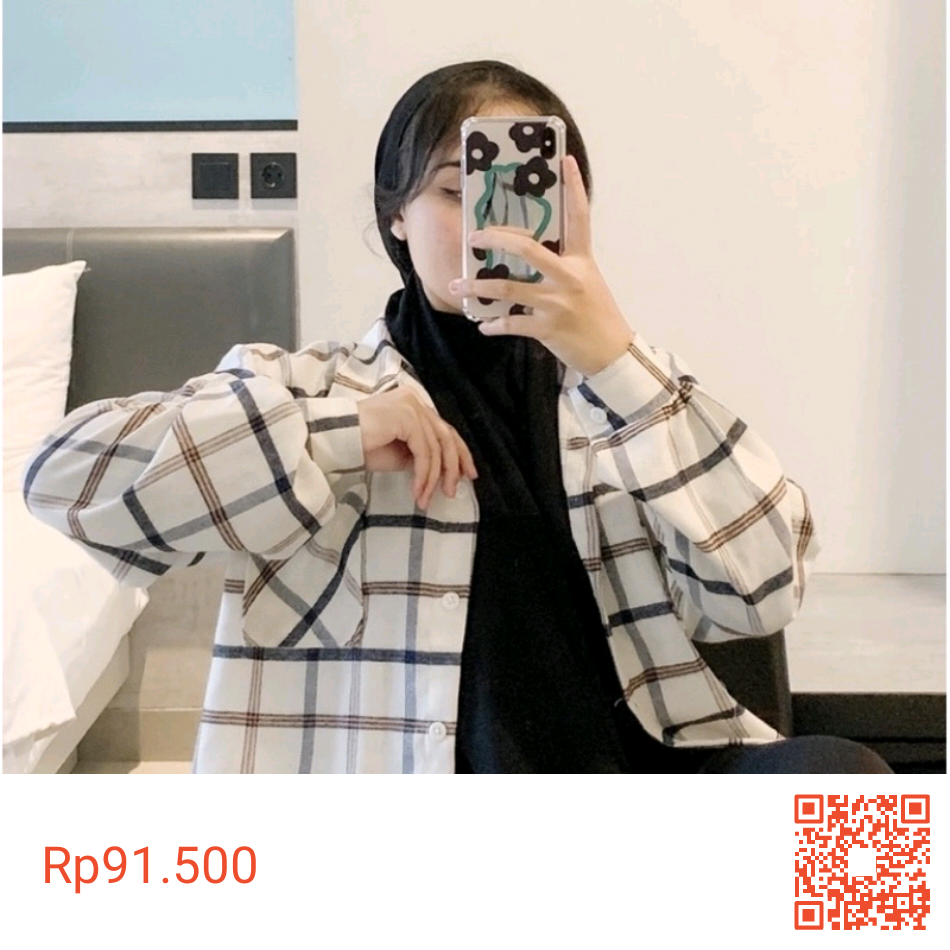 Kemeja flanel saku // flanel crop wanita 